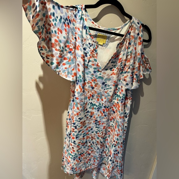 Anthropologie Maeve Dress Polkadots‎ Fit Flare Cream Multi Colors Medium - Picture 6 of 7